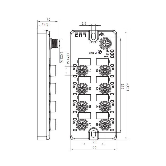 M12 interface, IO-Link Hub, 8AI, 0-10V DC voltage analog module, 00BB16