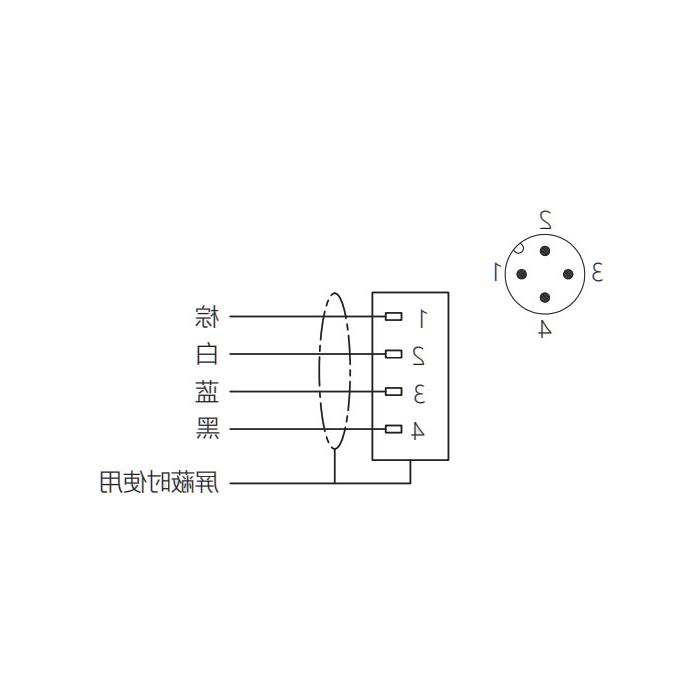 M12 4-PIN, straight male head, flange socket, plate mounting, pre-cast UL electronic wire, 64SB61-XXX